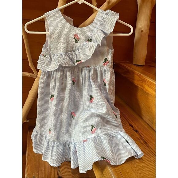 Pinstripe Seersucker and Embroidered Dress - Bonnie Baby - Picture 1 of 5